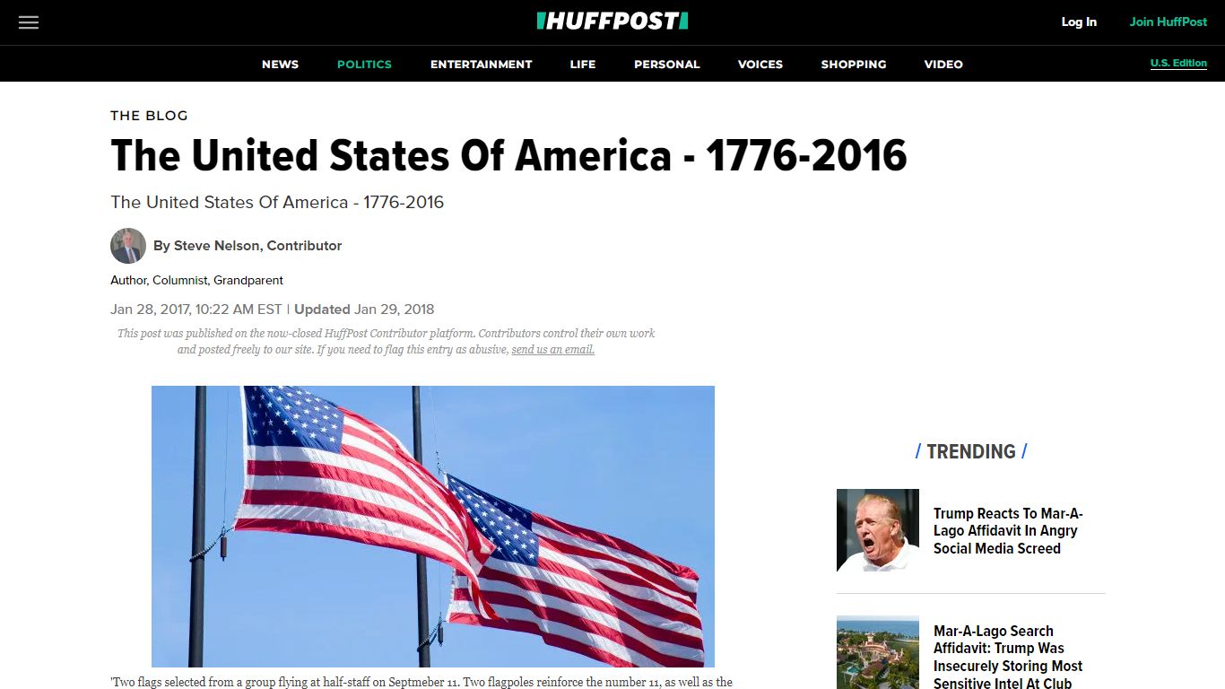 The United States Of America - 1776-2016 | HuffPost Latest News