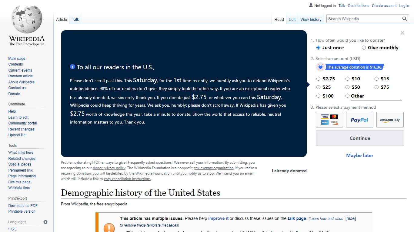 Demographic history of the United States - Wikipedia